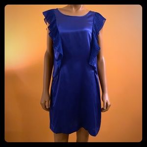 Pepe Jeans blue silk dress with pleated ruffles